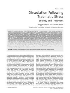 Review Article Dissociation Following Traumatic Stress