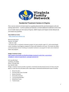 Residential Treatment Centers in Virginia