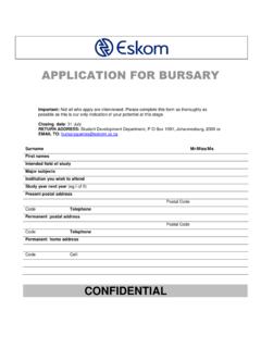 APPLICATION FOR BURSARY - Eskom