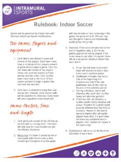 Rulebook: Indoor Soccer - Clemson University