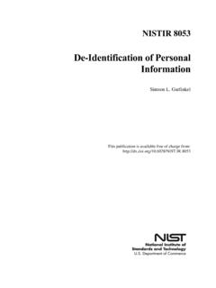 De-Identification of Personal Information - NIST