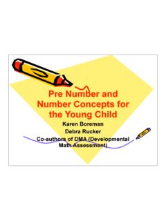 Pre Number and Number Concepts for the Young Child
