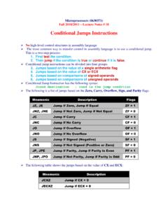 Lecture 18 Conditional Jumps Instructions