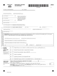 MARYLAND RESIDENT INCOME 2021 FORM TAX RETURN 502