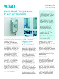 Mean Kinetic Temperature in GxP Environments