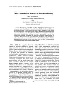Word Length and the Structure of Short-Term Memory