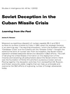 Soviet Deception in the Cuban Missile Crisis