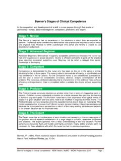 Benner's Stages of Clinical Competence - NSW Health