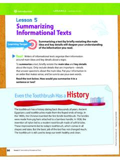 Lesson 5 Summarizing Informational Texts