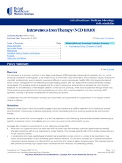 Intravenous Iron Therapy (NCD 110.10) - UHCprovider.com