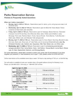 Parks Reservation Service - Province of Manitoba