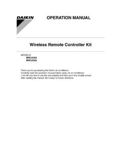OPERATION MANUAL Wireless Remote Controller Kit - Daikin