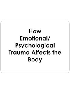 How Emotional/ Psychological Trauma Affects the Body
