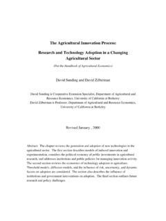 The Agricultural Innovation Process: Research and ...
