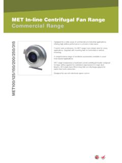 MET In-line Centrifugal Fan Range Commercial Range