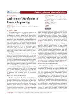 Application of Microfluidics in Chemical Engineering