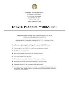 Estate Planning Worksheet - Clemons Richter &amp; Reiss, PC