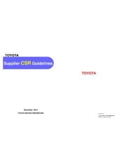 TOYOTA Supplier CSR Guidelines