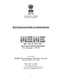 Brief Industrial Profile of Ambala District - DCMSME