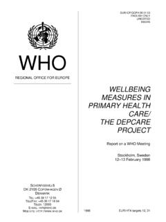 Wellbeing measures in primary health care/the DEPCARE project