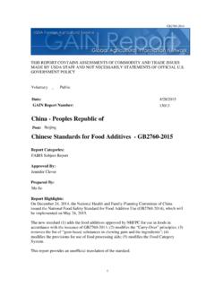 China - Peoples Republic of Chinese Standards for Food ...