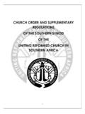 CHURCH ORDER AND SUPPLEMENTARY …