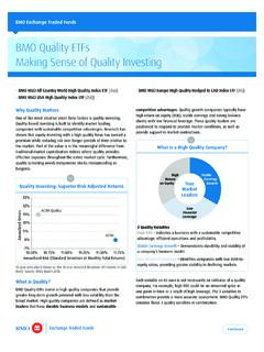 BMO Quality ETFs Making Sense of Quality Investing