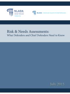 Risk &amp; Needs Assessments - National Legal Aid &amp; Defender ...