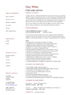 Call centre advisor CV template - Dayjob.com