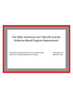 The Older Americans Act Title IIID and the Evidence-Based ...
