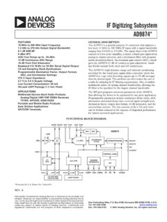 IF Digitizing Subsystem AD9874 - Analog Devices