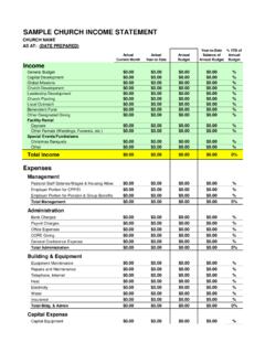 SAMPLE CHURCH INCOME STATEMENT - The Free …
