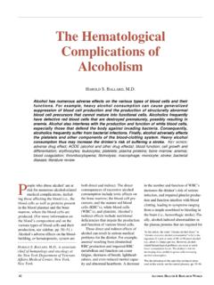 The Hematological Complications of Alcoholism