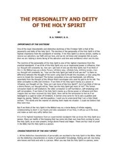 THE PERSONALITY AND DEITY OF THE HOLY SPIRIT