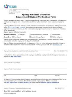 Agency Affiliated Counselor Employment Verification Form