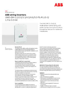 ABB string inverters UNO-DM-1.2/2.0/3.3/4.0/4.6/5.0-TL ...