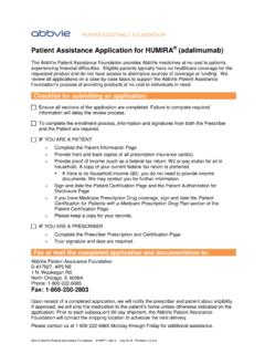 Patient Assistance Application for HUMIRA …