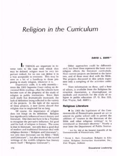 Religion in the Curriculum - ASCD