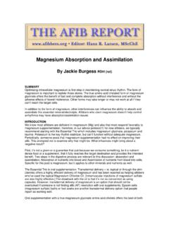 Magnesium Absorption and Assimilation - Atrial …