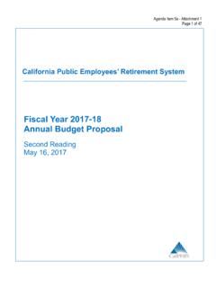 Fiscal Year 2017 18 Annual Budget Proposal - CalPERS