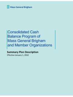 Consolidated Cash Balance Program of Mass General Brigham ...
