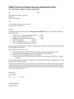SAMPLE Format of Customs Clearance Authorisation Letter