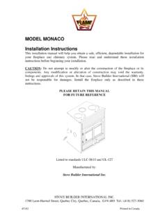 MODEL MONACO Installation Instructions