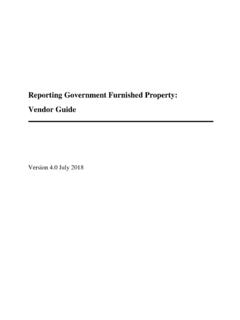 Reporting Government Furnished Property: Vendor Guide