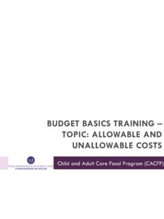 BUDGET BASICS TRAINING TOPIC: ALLOWABLE AND …