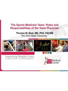 The Sports Medicine Team: Roles and Responsibilities of ...