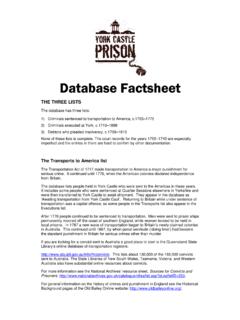 Database FactsheetDatabase Factsheet - York Castle Prison