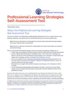 Professional Learning Strategies Self-Assessment Tool