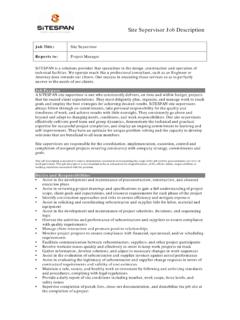 Site Supervisor Job Description - SiTESPAN LLC