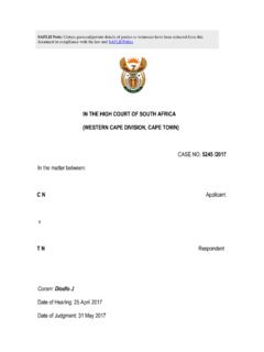 IN THE HIGH COURT OF SOUTH AFRICA (WESTERN CAPE …